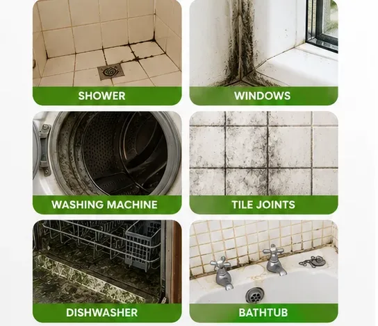 Where SWIPY works: shower, windows, washing machine, tile joints, dishwasher, bathtub
